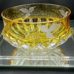 ANTIQUE DUNCAN & SON ZIPPER SLASH ETCHED BERRY BOWL SET